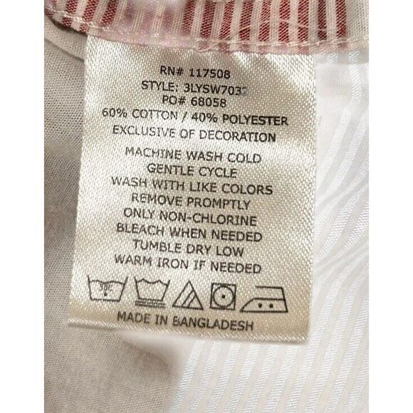 Levi Strauss Men's Short Sleeve Shirt Button White Yellow Blue‎ Strip Large - Picture 5 of 9